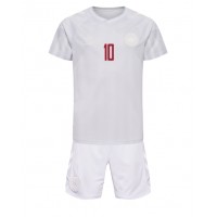 Dänemark Christian Eriksen #10 Fußballbekleidung Auswärtstrikot Kinder WM 2022 Kurzarm (+ kurze hosen)